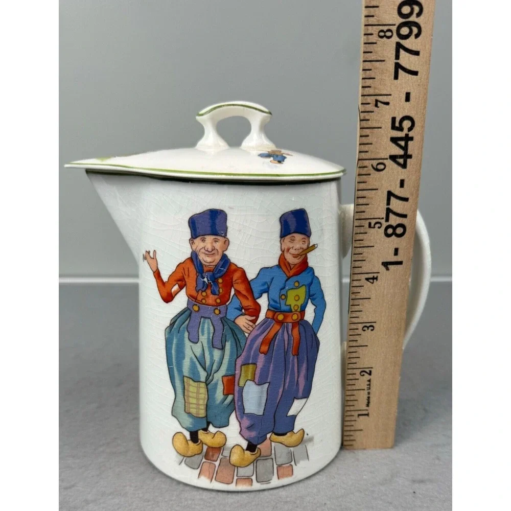 Edwin M Knowles China Co Pitcher With Lid Antique Hand‎ Painted Dutch Holland